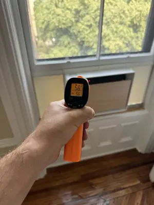 Friedrich window AC installed in double-hung window, Queens NY