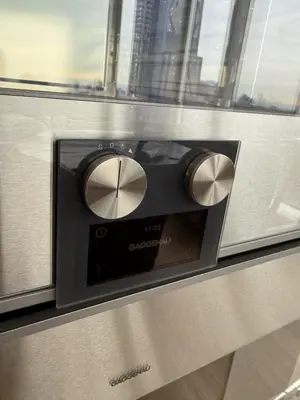 Installed Gaggenau luxury built-in oven with stainless steel finish in NYC high-rise apartment
