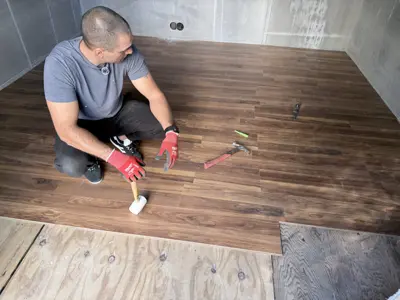 Click-lock flooring installation in a NYC apartment