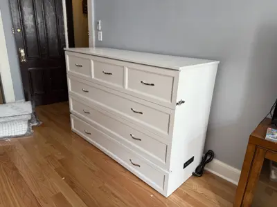 Completed Murphy bed assembly with integrated drawers