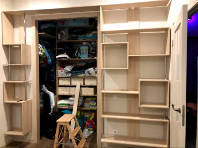 Wardrobe and closet system assembly in a NYC apartment