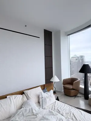 Decorative wall panel installation — accent wall created