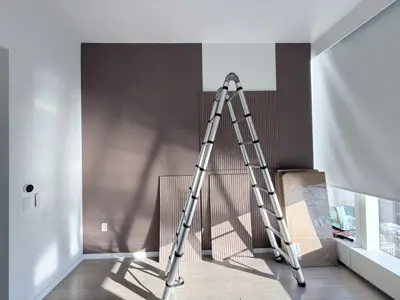 Decorative wall panel installation — accent wall created