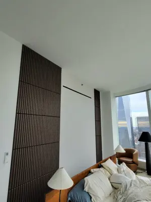 Decorative wall panel installation — accent wall created