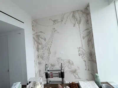 Professional wallpaper installation on interior walls