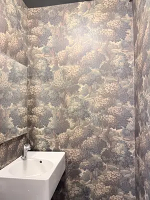 Wallpaper installation in a NYC apartment