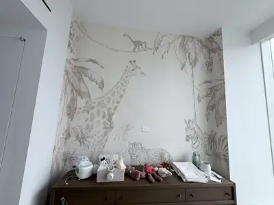 Professional wallpaper installation on interior walls