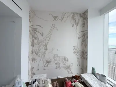 Professional wallpaper installation on interior walls