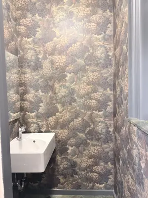 Wallpaper installation in a NYC apartment