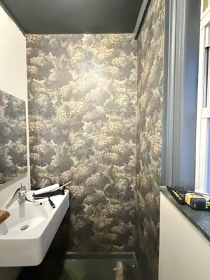 Wallpaper installation in a NYC apartment