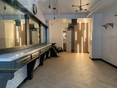 Wallpaper installation in a NYC apartment