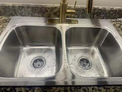 Sink installation with plumbing hookup
