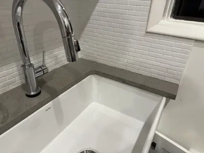 Sink installation with plumbing hookup