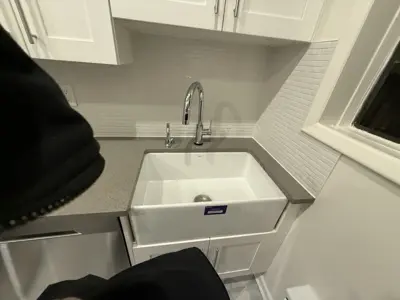 Sink installation with plumbing hookup