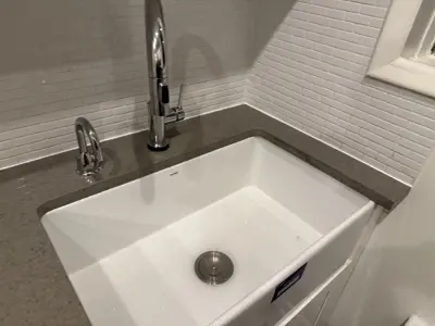 Sink installation with plumbing hookup