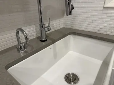 Sink installation with plumbing hookup