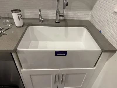 Sink installation with plumbing hookup
