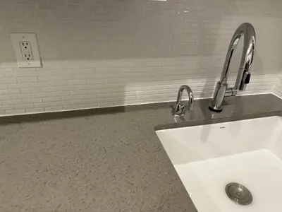 Sink installation with plumbing hookup