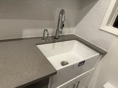 Sink installation with plumbing hookup