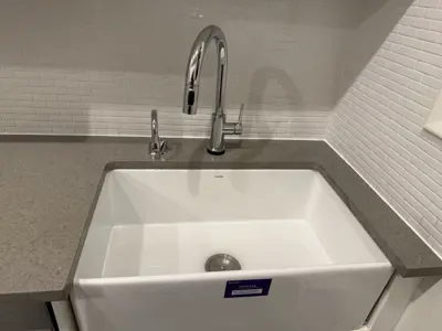 Sink installation with plumbing hookup