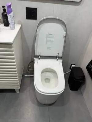 Toilet installation with wax seal and water connection