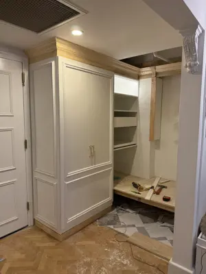 Curtain rod installation in a NYC home