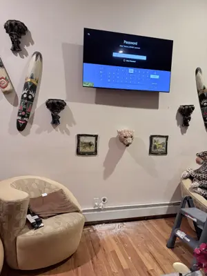 TV wall mounting — flat screen mounted with bracket and cable management